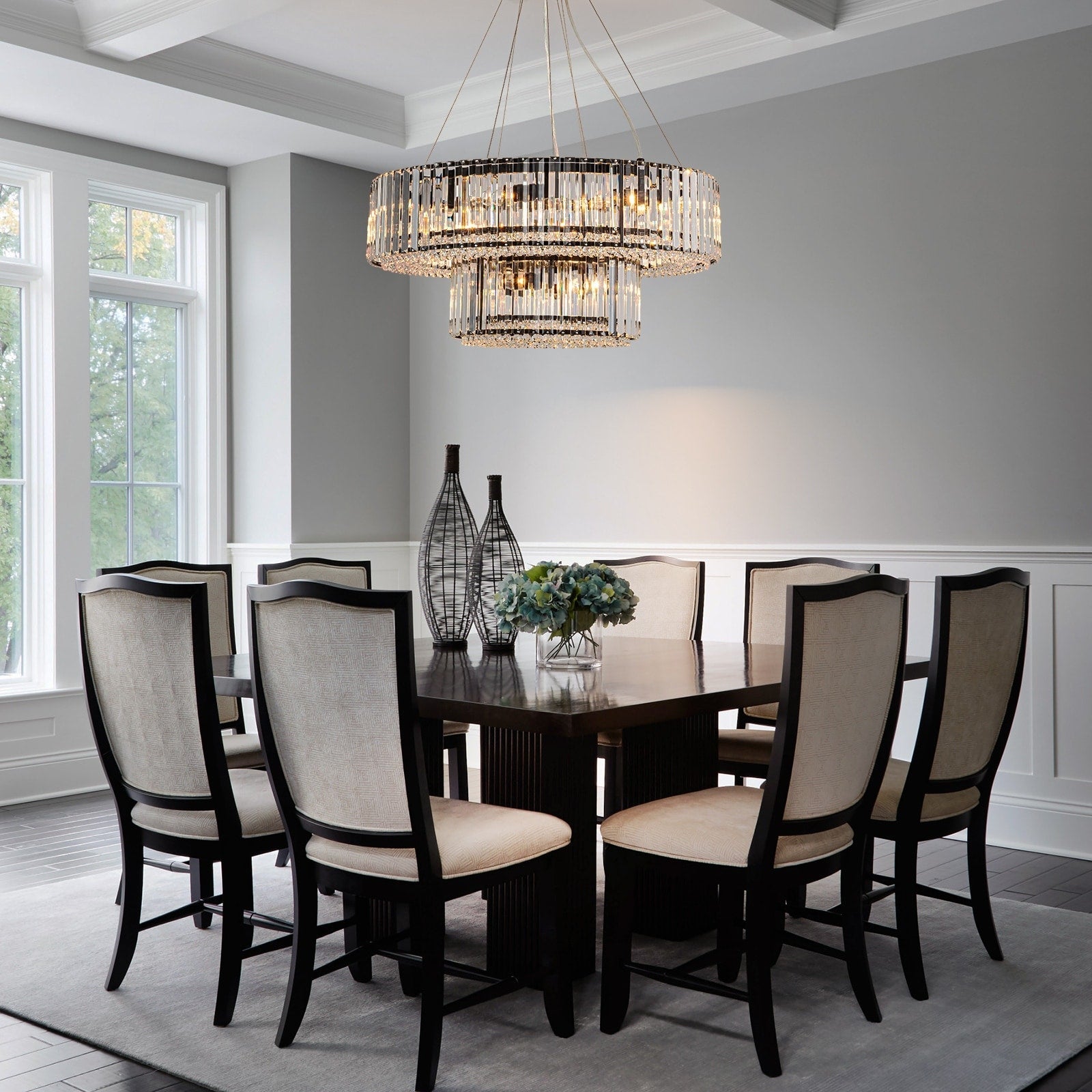 OYIPRO 6/8/12-Light Modern Round Crystal Chandelier Drum Shape Pendant Light for Kitchen Island