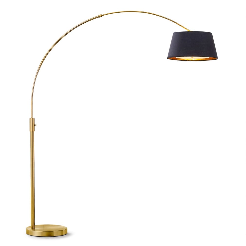 Orbita 81H LED Dimmable Retractable Arch Floor Lamp, Bulb included, Antique Brass Finish