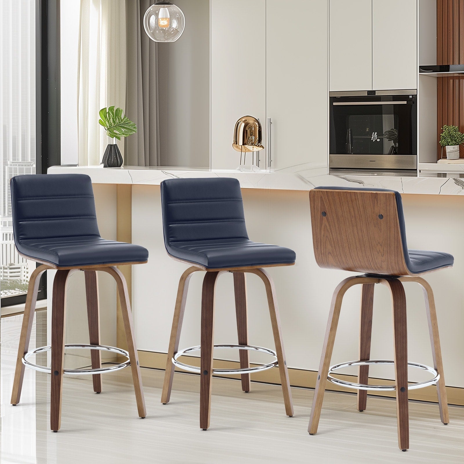 26/29 Faux Leather Swivel Bar/Counter Stools, Set of 2/3
