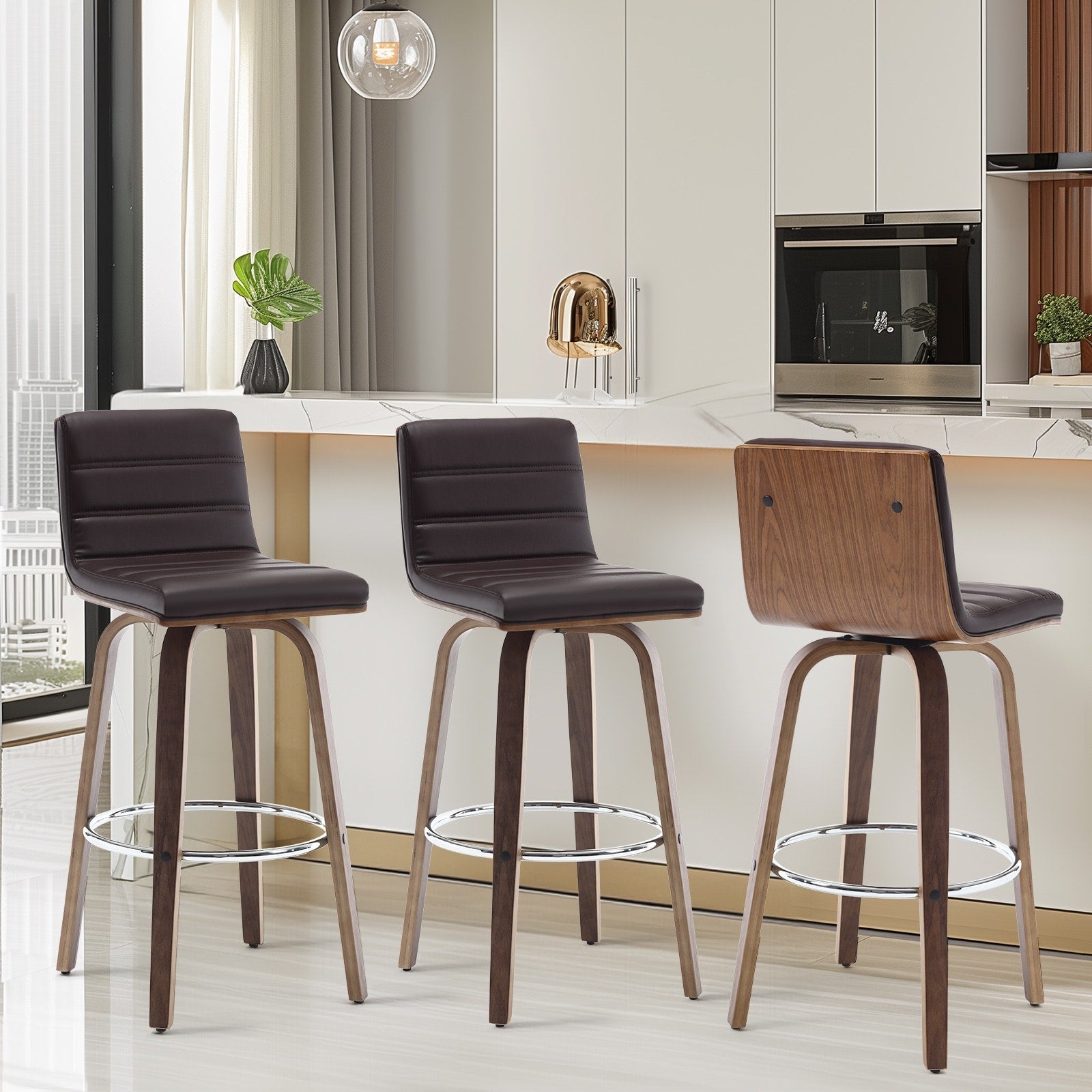 26/29 Faux Leather Swivel Bar/Counter Stools, Set of 2/3