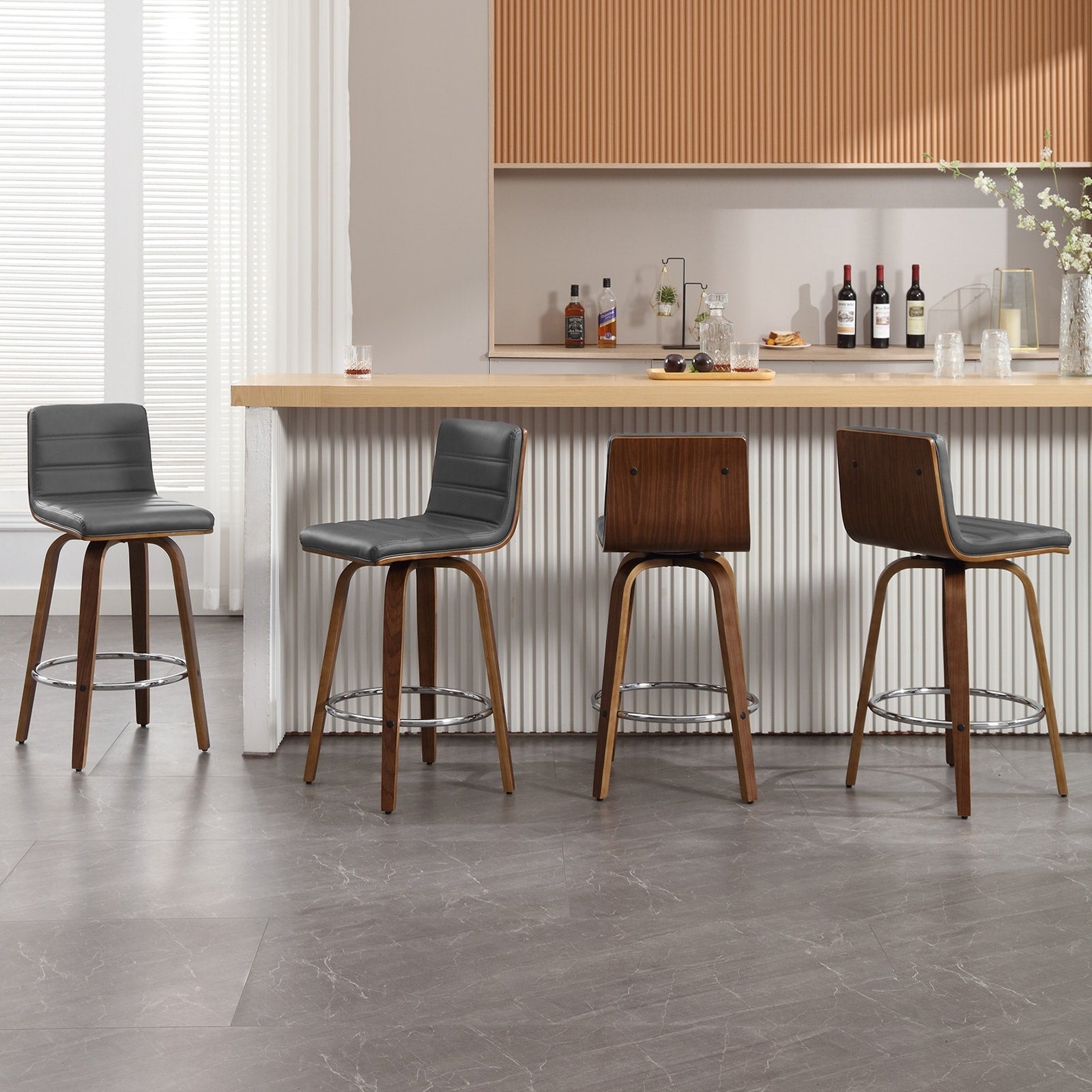 26/29 Faux Leather Swivel Bar/Counter Stools, Set of 2/3
