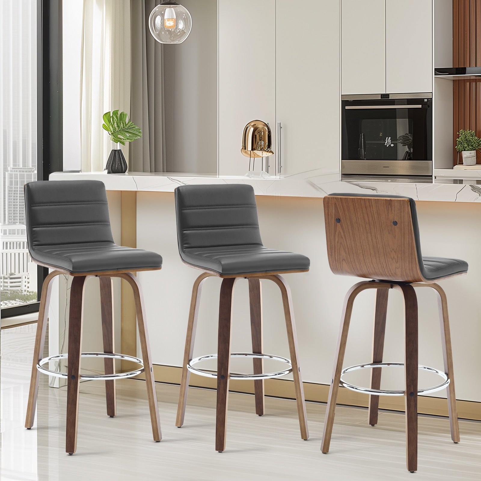 26/29 Faux Leather Swivel Bar/Counter Stools, Set of 2/3