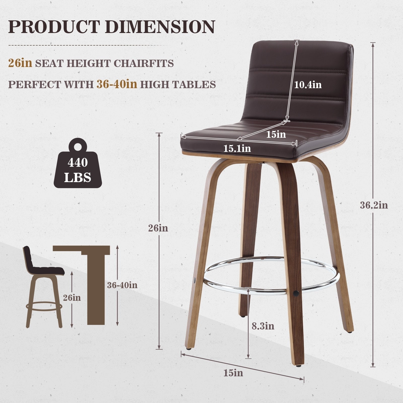 26/29 Faux Leather Swivel Bar/Counter Stools, Set of 2/3