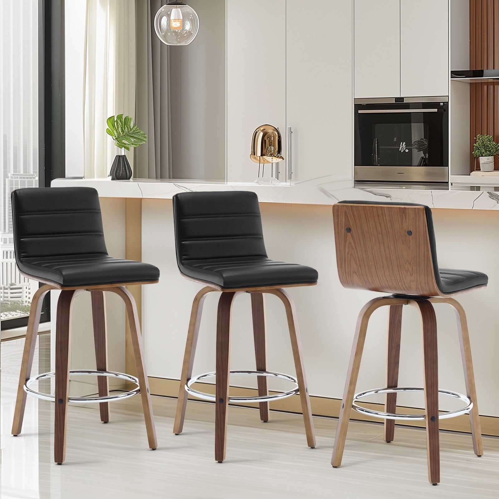 26/29 Faux Leather Swivel Bar/Counter Stools, Set of 2/3