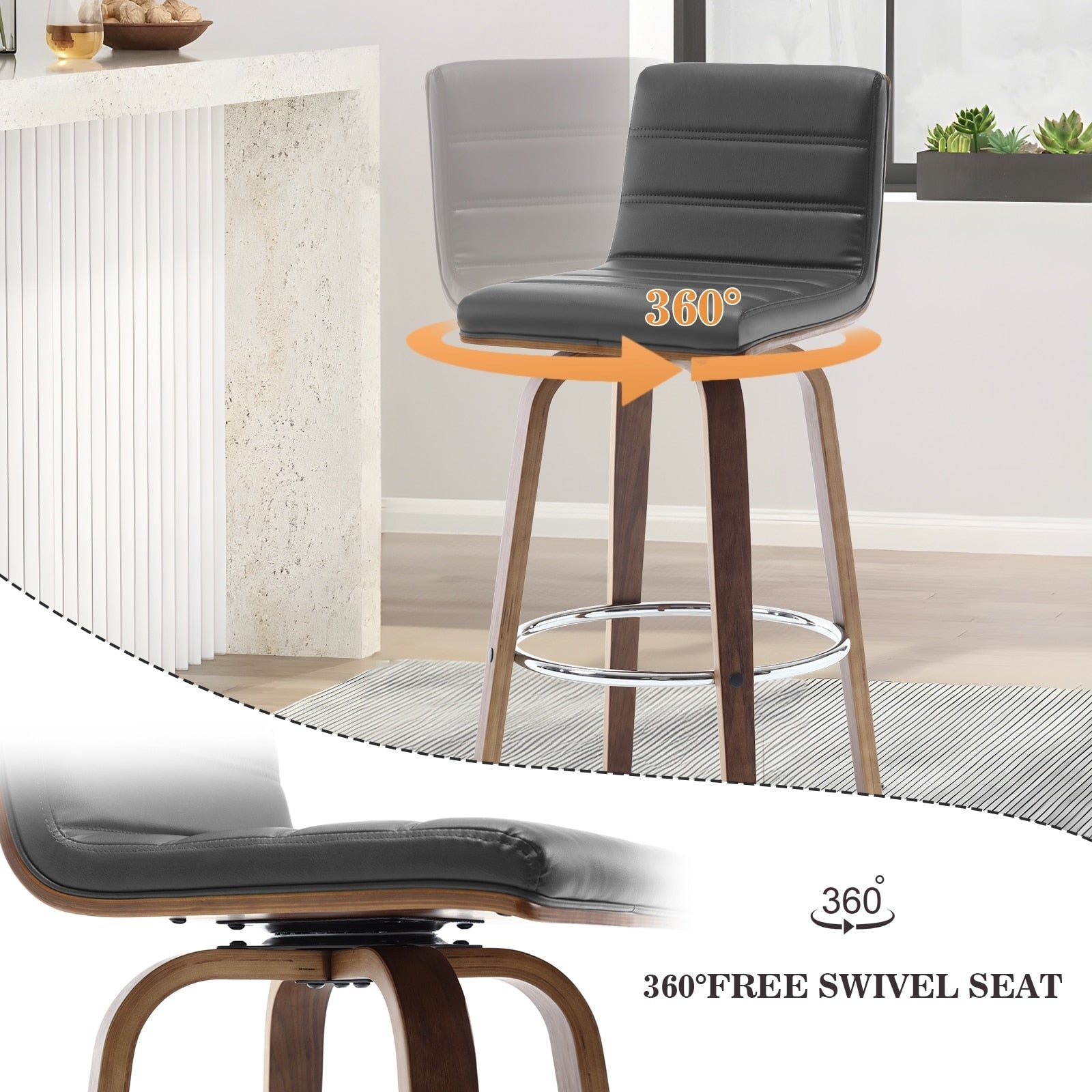 26/29 Faux Leather Swivel Bar/Counter Stools, Set of 2/3
