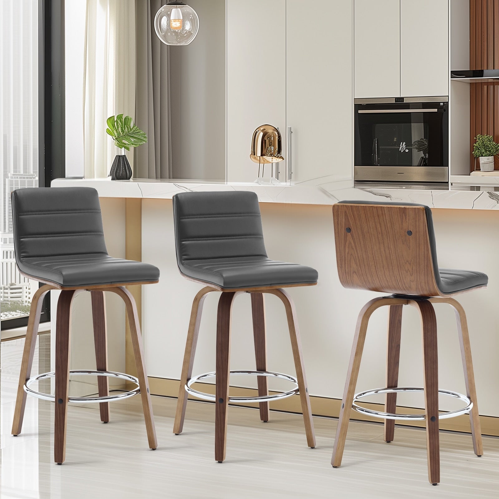 26/29 Faux Leather Swivel Bar/Counter Stools, Set of 2/3