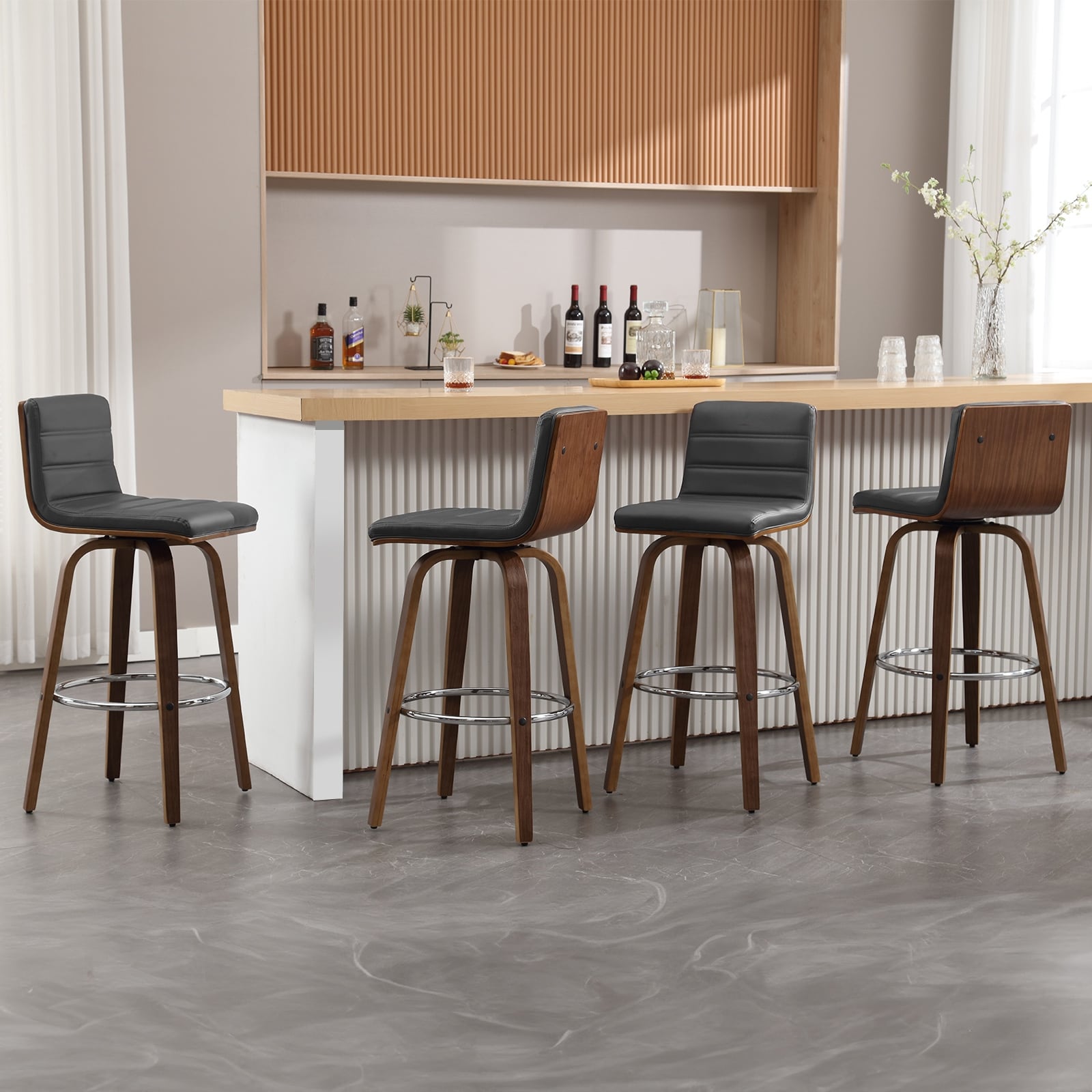 26/29 Faux Leather Swivel Bar/Counter Stools, Set of 2/3