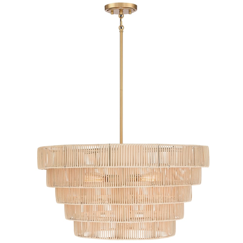 Piersan 5-Light Modern Bohemian Chandelier with Tiered Rattan Shade - 26 in. W