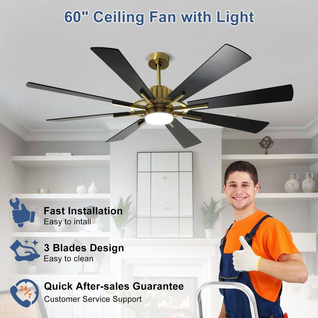 Remote Ceiling fan with Lights Large 8 Wooden Blades