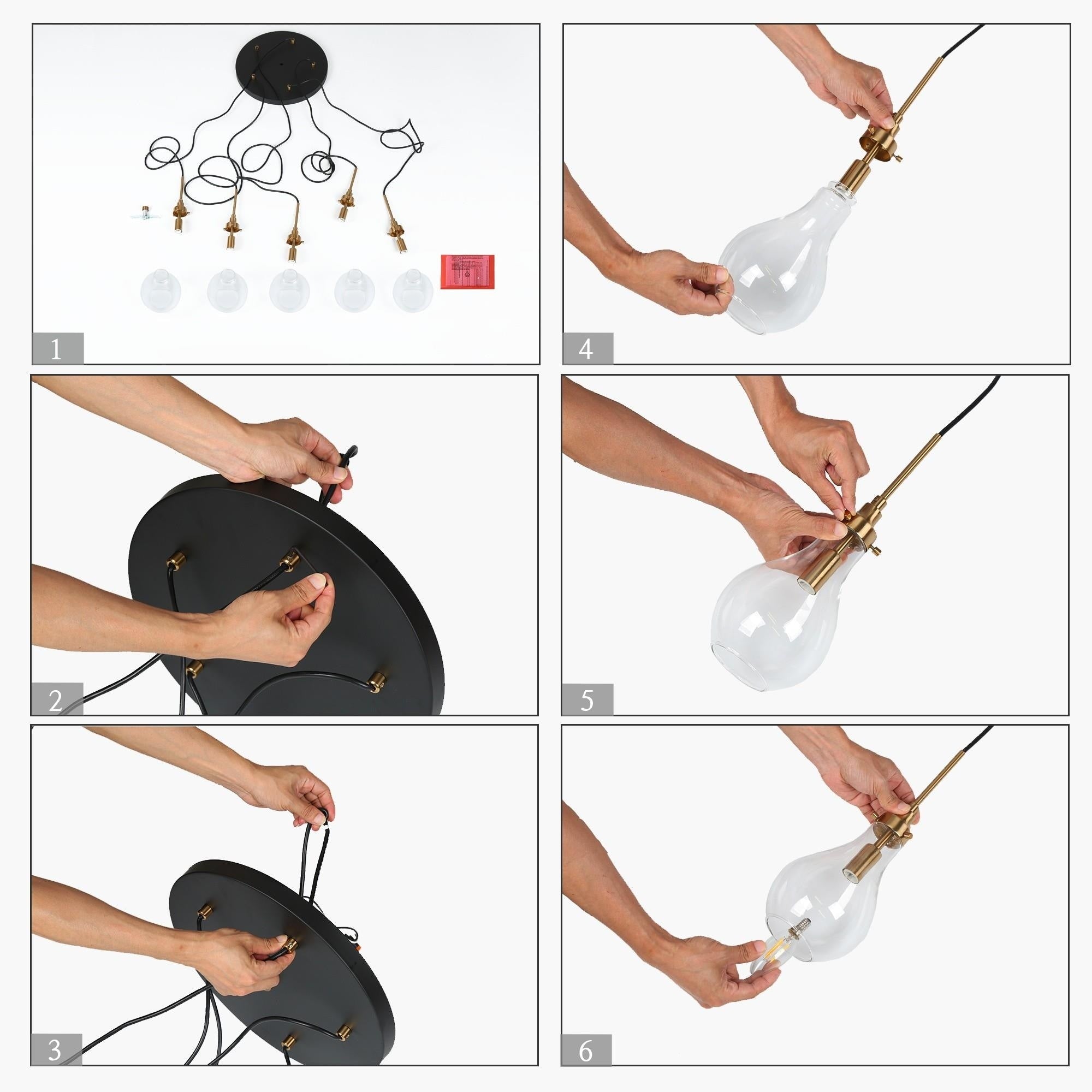 Synia Modern 5-Light Cluster Teardrop Glass Chandelier Stair Entryway Pendant Light for High Ceiling - D15'' x H18.2-74.2''