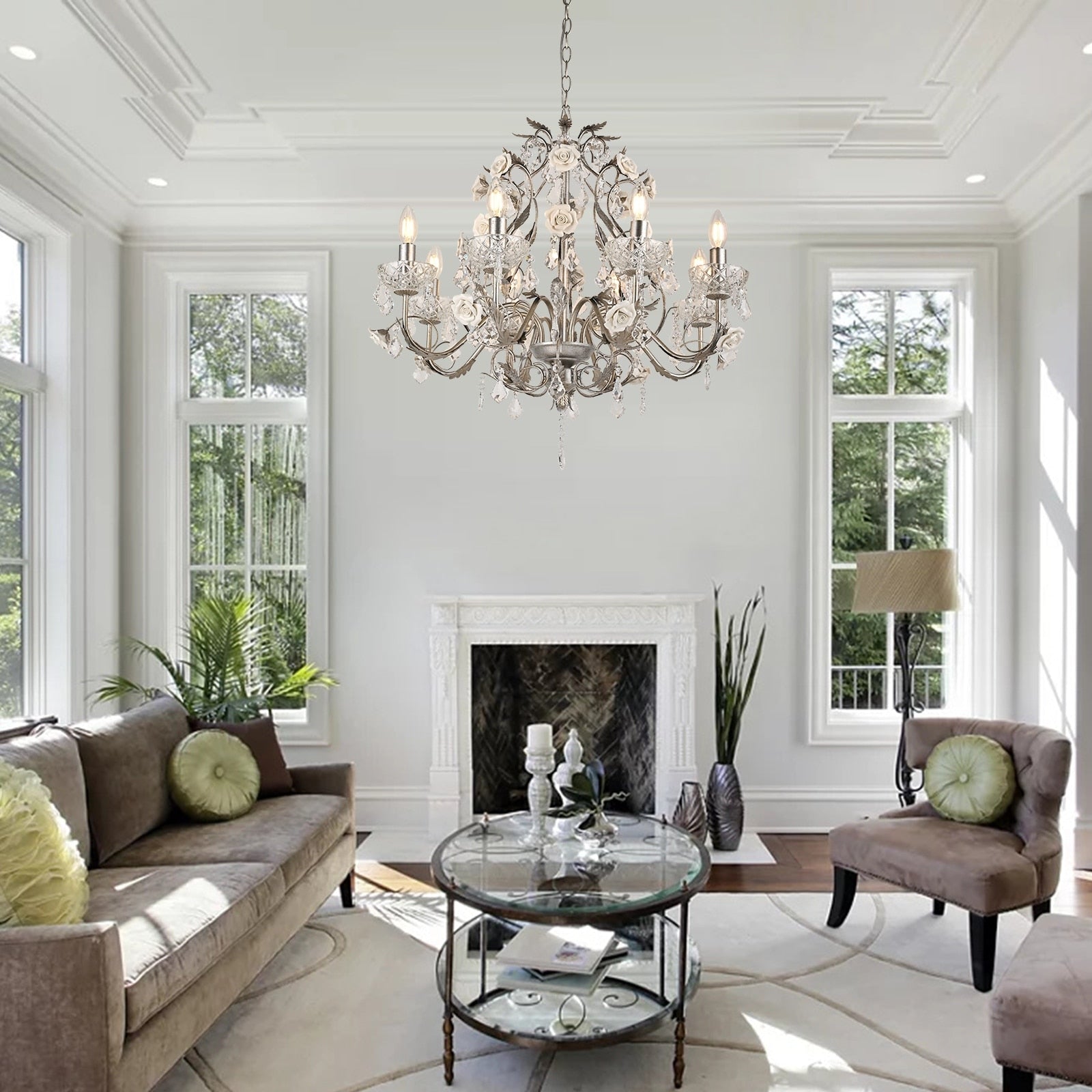 Beautiful and Elegent Vintage Decorative Rose Crystal Palace Chandelier