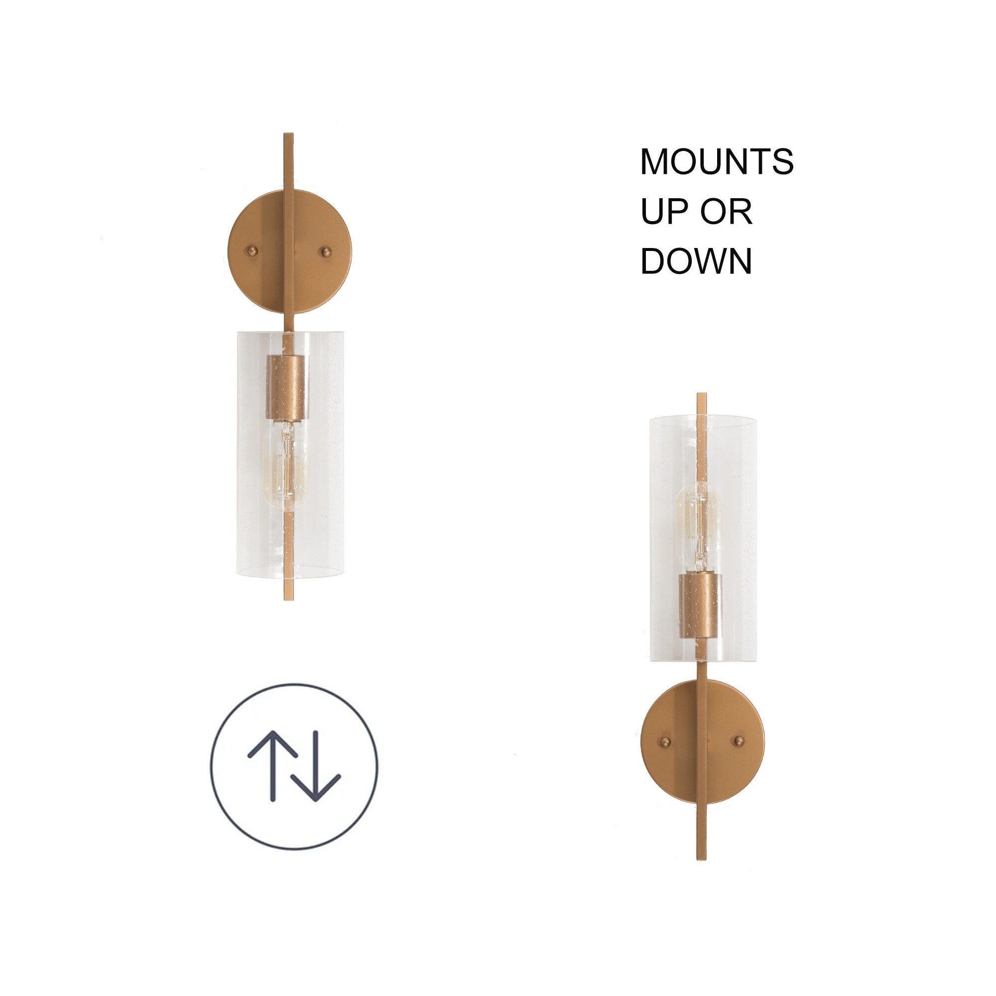 Zenith Modern Farmhouse Cylinder Seeded Glass Transitional Bathroom Wall Sconce